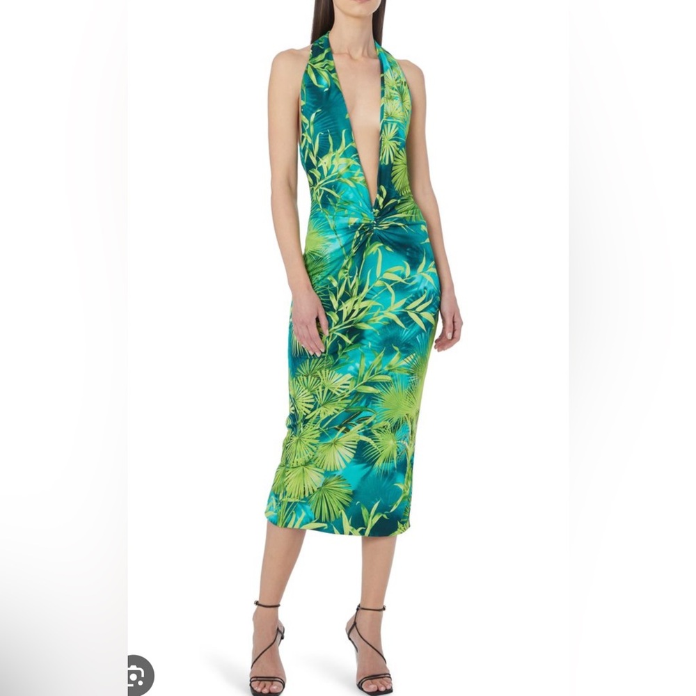 Versace Jungle Print Halter Tropical dress size 6
